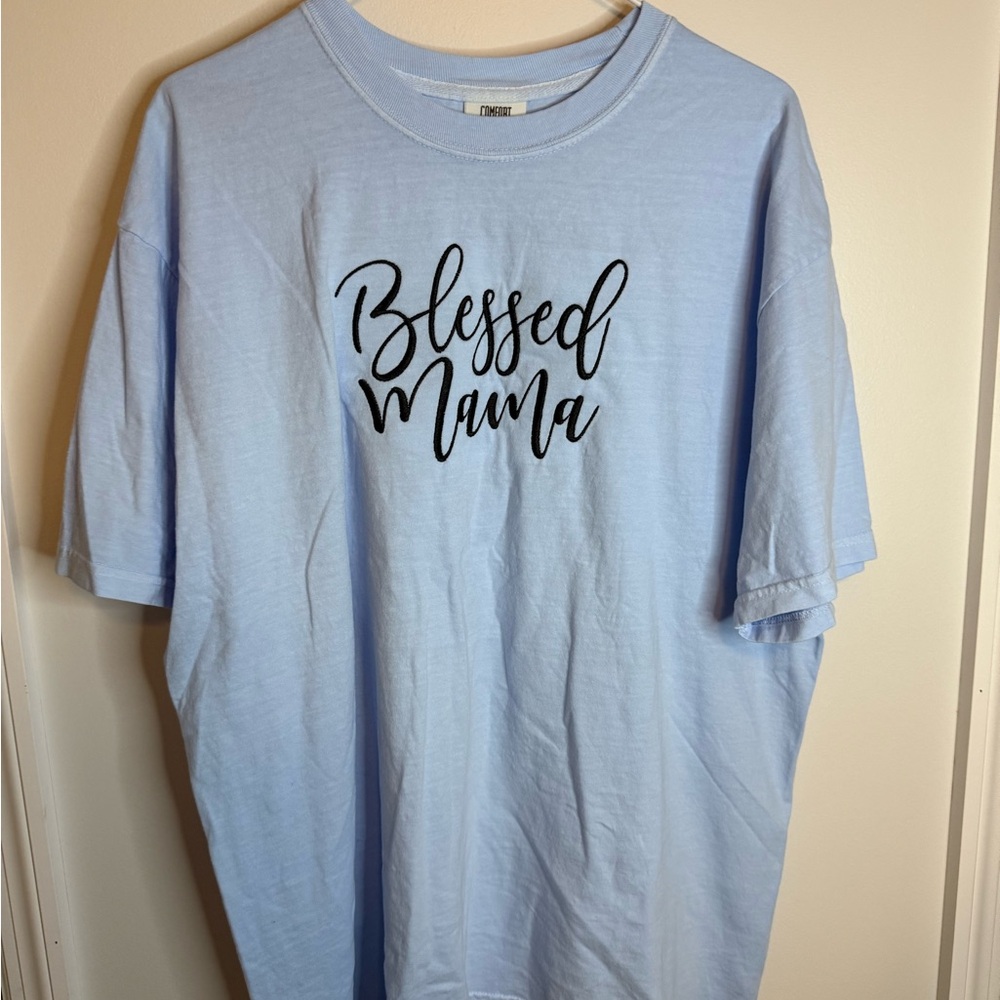 Comfort Colors Light Blue Graphic Tee with Black Script